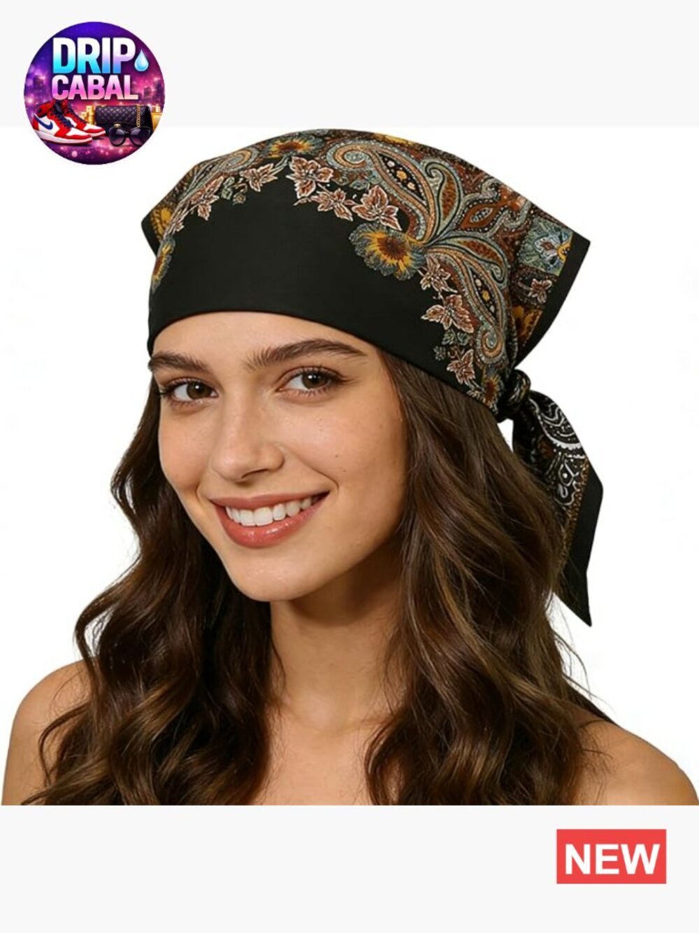 Paisley Square Hair Scarf 35.5" Silk Like Satin Sleeping Bonnet Wrap